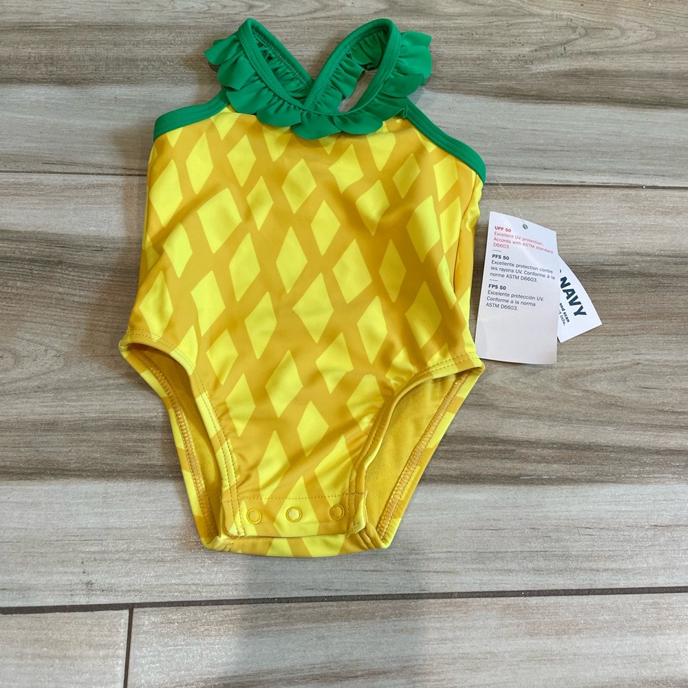 Old Navy Yellow and Green Baby Swimsuit